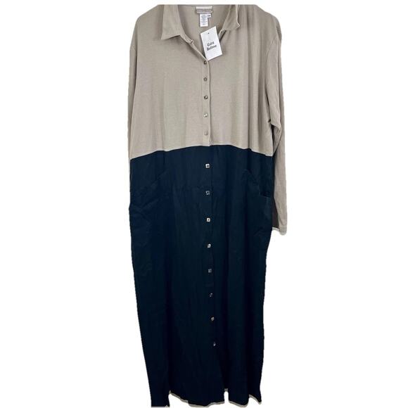 NWOT Coldwater Creek Button Down Maxi Dress Womens Plus Size 24 Lagenlook Grunge - Picture 1 of 4